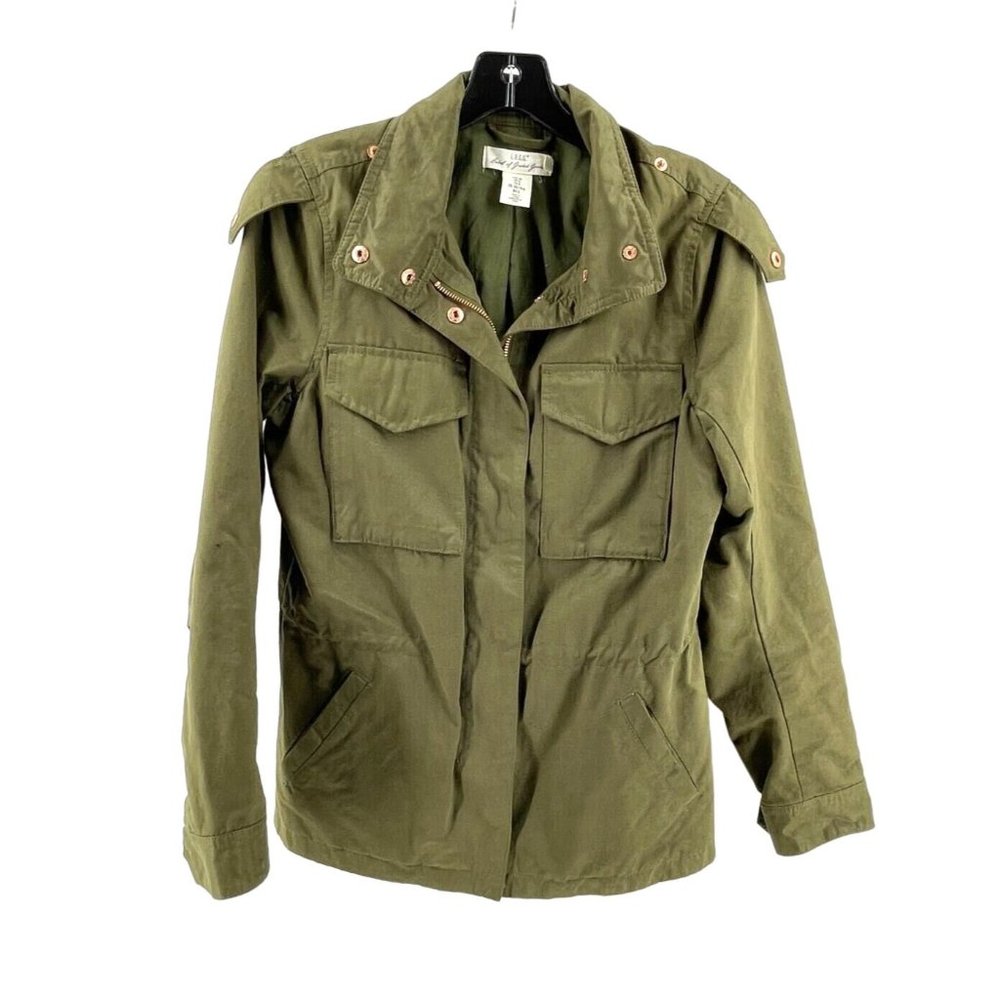 LOGG Olive Green Collared Full Zip Snap Cargo Jacket Size 6